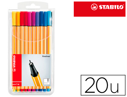 20 rotuladores Stabilo Point 88 tinta colores surtidos